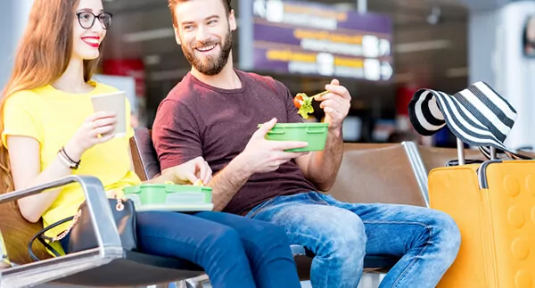 GERD and air travel - eat at the airport during short flight